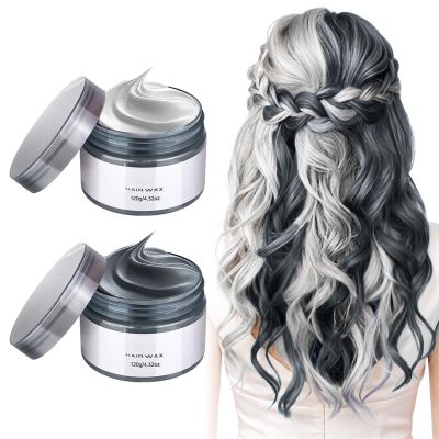 Black & White Hair Wax Temporary Dye, Washable Styling Mud for Cosplay