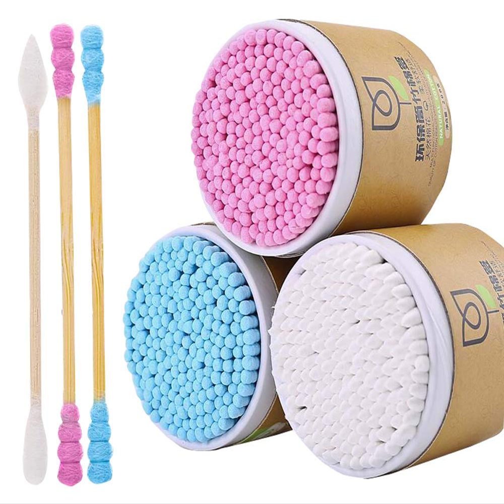 600 Counts Cotton Swabs Natural Double Tipped Organic Cotton Buds Cruelty-Free Ear Swabs D03