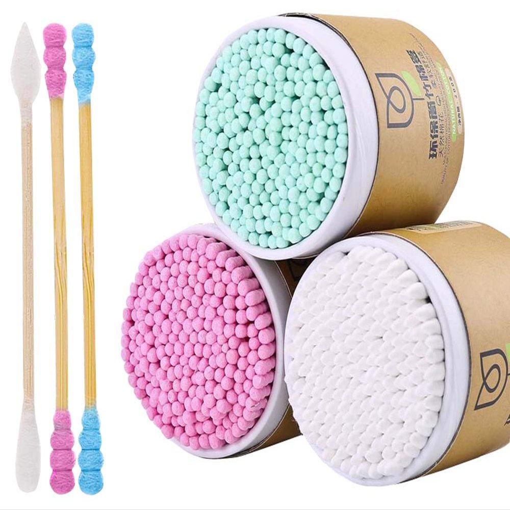 600 Counts Cotton Swabs Natural Double Tipped Organic Cotton Buds Cruelty-Free Ear Swabs D01