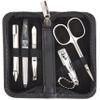 3 Swords Germany - brand quality 5 piece manicure pedicure grooming kit set for professional finger & toe nail care scissors clipper genuine leather black case in gift box, Made in Germany view 1
