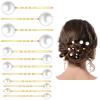 12 Pcs Pearl Bobby Pins for Hair Gold Pearl Hair Pins Wedding Pearl Hair Pins Pearl Hair Accessories for Brides Bridesmaid Women Girls Decorative Hair Pins(3 Sizes) view 1