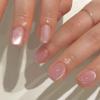KQueenest Cat Eye Pink Press on Nails Short Square, 30 Pcs Thick Glitter Fake Nails Press ons, Sparkle Bling Acrylic Nails Glue on Short, Shiny Cute False Nails Stick on Nails for Women Manicure view 2