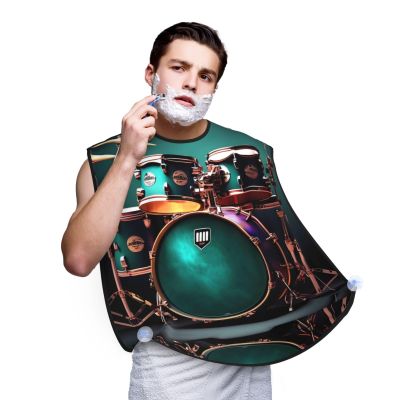 YQxwJL Cool Drum Set Print Beard Bib Apron, Shaving Apron For Dad, Men'S Hair Catcher For Shaving Best Gifts For Dad