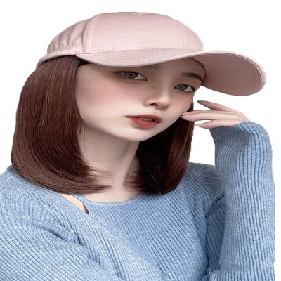 WUODHTW Women's Hat wig Duck Tongue hat collarbone Hair Straight hair inner Buckle wig Baseball Cap Sun Hat Wave Curly Hair