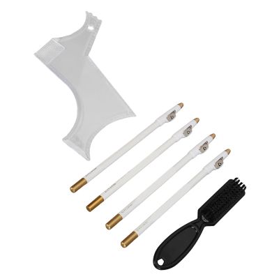 Beard Shaper, Beard Lineup Tool Beard Grooming Toolkit Includes Beard Shaping Stencil with 4 Barber Pencils for Home Use and Travel (White)