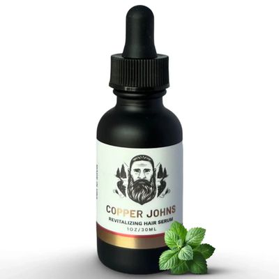 Copper Johns Revitalizing Hair Serum  Hair Growth & Thickening Serum with Sea Minerals  Anti-Frizz Formula for Dry, Damaged Strands, Best Scalp Moisturizer for Men & Women  Peppermint, 1 oz.