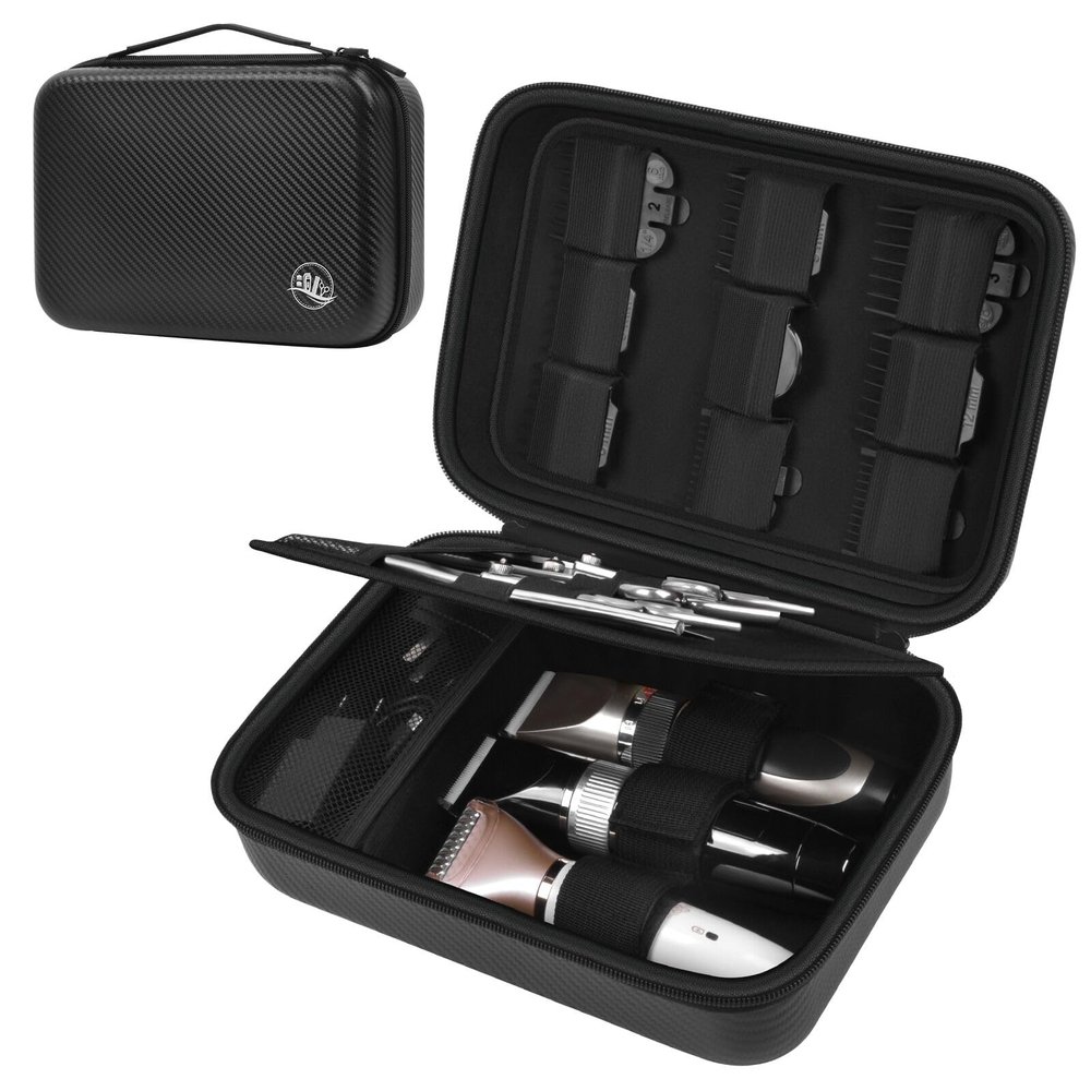 Boobowl Barber Accessories Bag for Clippers and Supplies, Mens Hair Trimmers Box, Portable Clipper Storage Holder Organizer for Hair Cutting, Guard Grooming Kit and Barbers Supplies (Bag Only) -Black