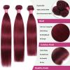 Realloves 99J Burgundy Wine Red Straight Bundles with 4x4 HD Lace Closure 3 Bundles 10A Brazilian Raw Remy Hair Colored Virgin Human Hair Extensions, Free Part 16 18 20+16 Inch view 3