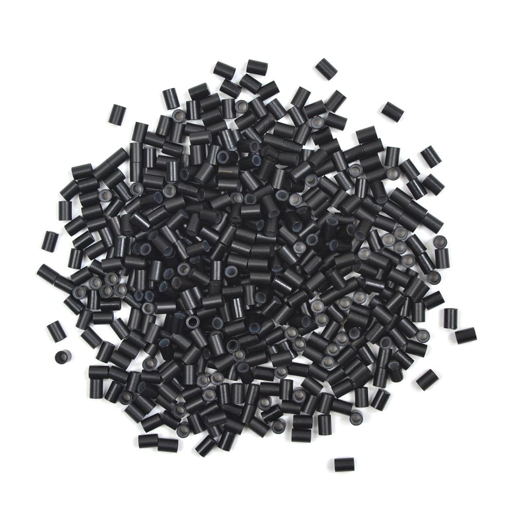 1000 Pcs Hair Extensions Micro Rings Links Beads Silicone Lined Copper Ring 3.5 mm Hair Beads for Hair Extensions (3.5mm Black)
