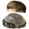Men Hair System Toupee for Men Hairpiece Mens Toupee French Lace Front Human Hair Replacement Hair Prosthesis 8X10"-120% density#540 Medium Light Brown with 40% Gray view 1