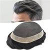 Hair Wonders Toupee For Men Hair Pieces Swiss Lace Real Human Hair Replacement System Mens Toupee Hair Piece Men Hair System Prosthesis For Men8x10 Medium light density #1B40 1B# OFF BLACK+40% GREY view 1