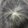 Hair Wonders Toupee For Men Hair Pieces Swiss Lace Real Human Hair Replacement System Mens Toupee Hair Piece Men Hair System Prosthesis For Men8x10 Medium light density #1B40 1B# OFF BLACK+40% GREY view 4