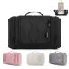BAGSMART Travel Toiletry Bag for Women, Puffy Hanging Toiletry Bag with Hook, Water-resistant Toiletry Organizer for Full Sized Toiletries, Black view 1