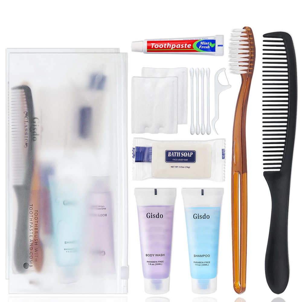 Gisdo 20 Sets Toiletry Kits Homeless Personal Hygiene Kit Bulk Homeless Care Package Supplies Travel Toiletry Kit Homeless Hygiene Kit Bulk for Men Women Charity Disposable Toiletry Kit(10-IN-1)