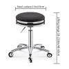 Heavy Duty Swivel Rolling Stool with Steel Ring and No Tangled Hair Wheels Height Adjustable Pu Leather Office Chair for Bedroom Shop Counter Salon Vanity Spa Massage Beauty Desk (Blue) view 2