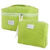 QXUJI 2PCS Large Quilted Makeup Bag, Floral Coquette Cosmetic Bag, Aesthetic Flower Bag, Travel Organized Toiletry Bag, for Women and Ladies, Green, 2 Sizes view 1