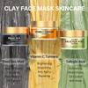 Facial Clay Mask Set - Vitamin C Turmeric Face Mask, Dead Sea Mud & Salicylic Acid (BHA) Mask for Pores Cleansing, Blackheads, Dark Spots, Brightening, Face Masks Skincare Gift for Women, 2.82 oz each view 3