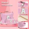 Initial Gifts Travel Cosmetic Makeup Pouch Bags Sets for Purse, 3pcs Stoney Clover Dupes Pouch Makeup Bag, Personalized Cosmetic Bags Set for Women, Make up Bag for Teen Girls 13 14 15 16 17 (T, Pink) view 2