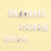 24 Pcs Almond Press on Nails Medium French Tip Fake Nails Retro Silvery Lines Rhinestone Designs False Nails Charms Full Cover Glue on Acrylic Nails Glossy for Women Girls view 3
