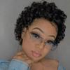 Dempiire Women Black Brazilian Short Wavy Curly Parting High Temperature Fiber Wig Hair Short Curly Wig With Hair Net Sugar Bear Hair Black view 1