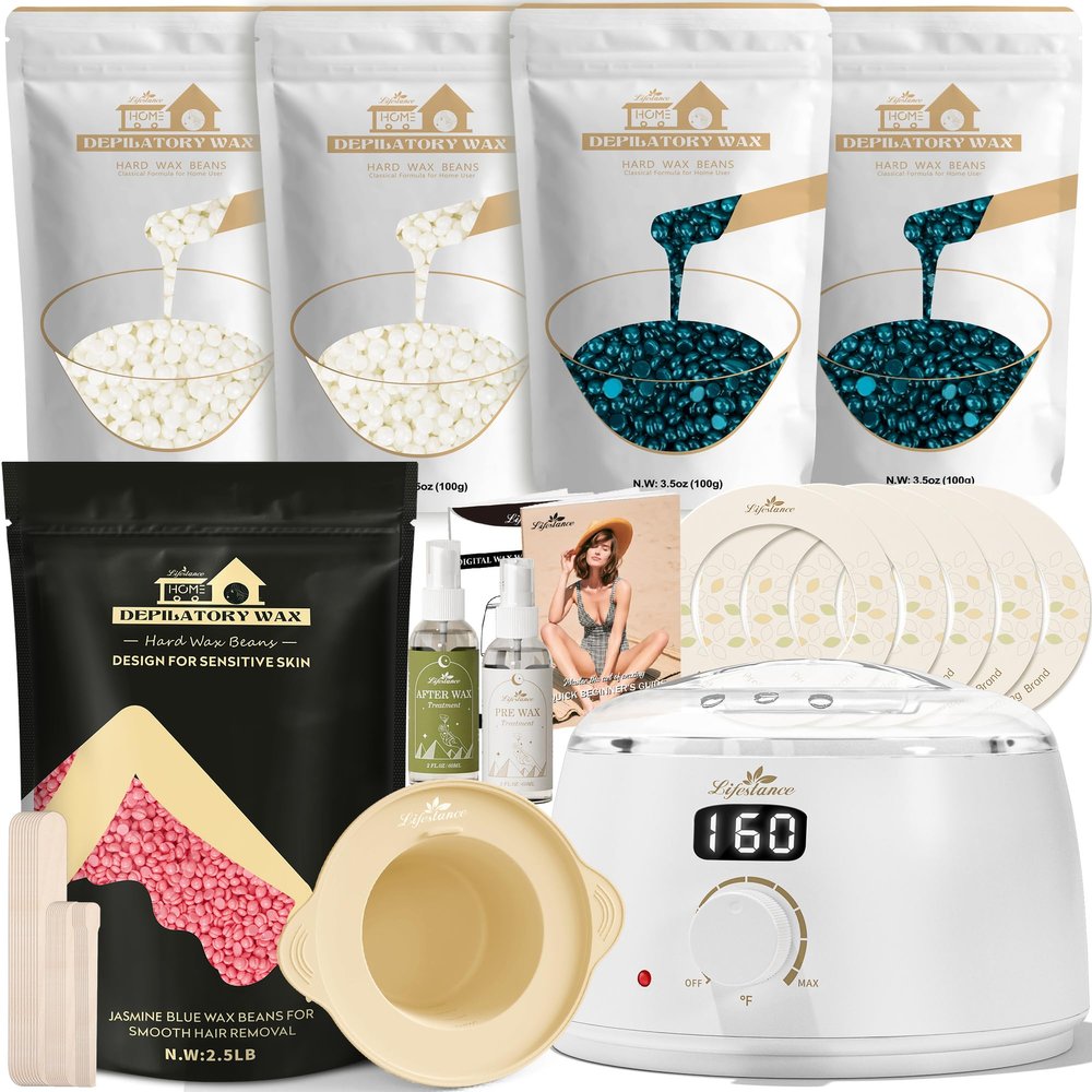 Lifestance L3 Digital Wax Warmer Hair Removal Kit + 2.5LB Rose Wax Beads