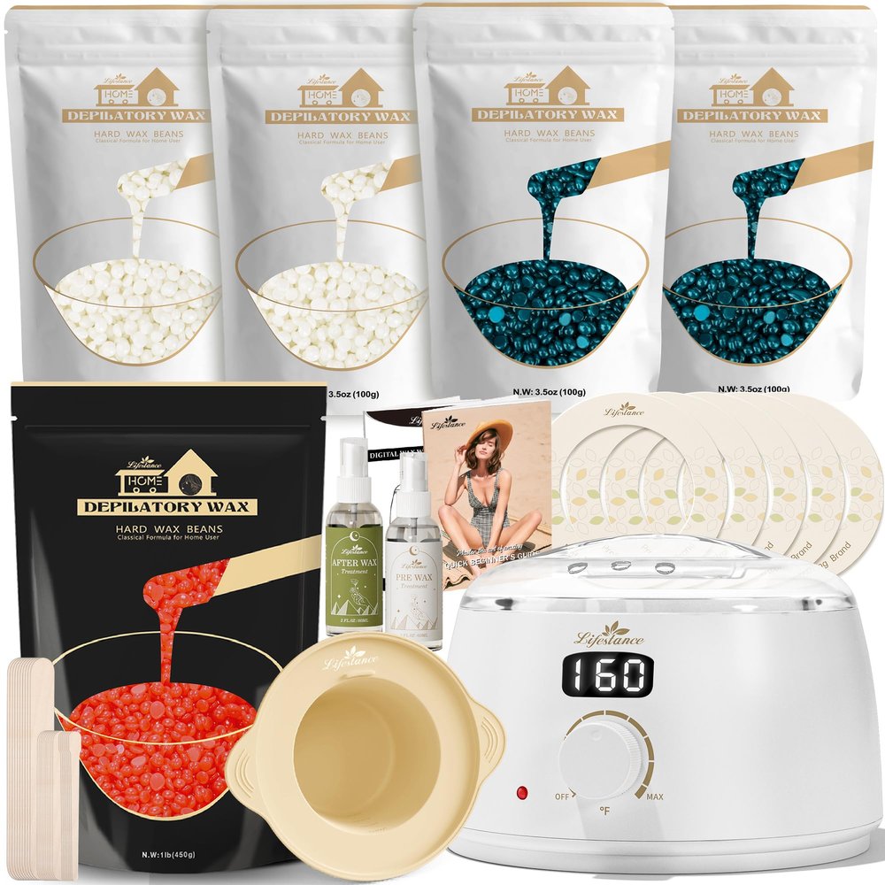 Lifestance L3 Digital Wax Warmer Hair Removal Kit + 1LB Strawberry Wax Beads