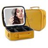 MOMIRA Travel Makeup Bag Cosmetic Bag with Lighted Mirror, Adjustable Brightness in 3 Color Scenarios/Detachable makeup mirror, All-round Upgrade, Waterproof, Gift for Women -Yellow view 1