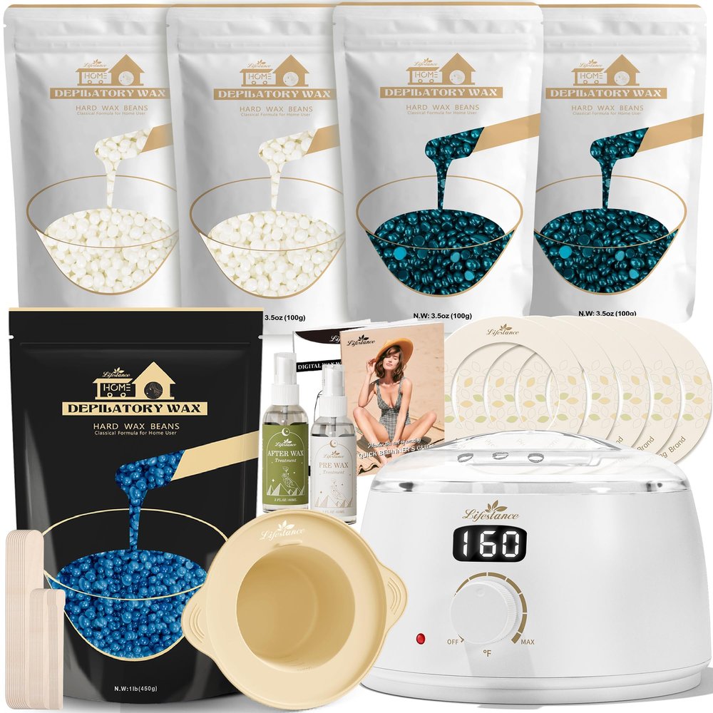 Lifestance L3 Digital Wax Warmer Hair Removal Kit + 1LB Chamomile Wax Beads