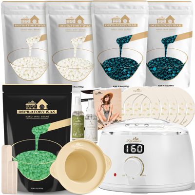 Lifestance L3 Digital Wax Warmer Hair Removal Kit + 1LB Aloe Wax Beads