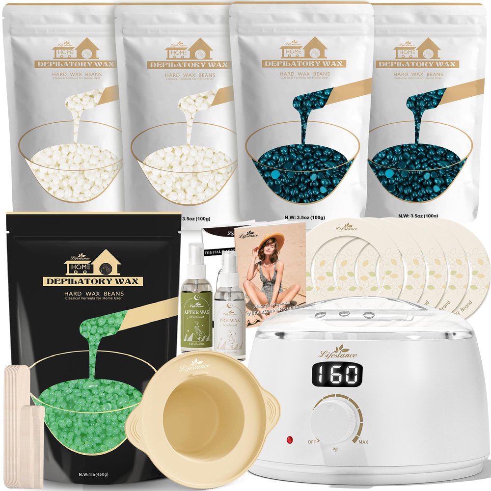 Lifestance L3 Digital Wax Warmer Hair Removal Kit + 1LB Aloe Wax Beads