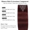 Clip in Hair Extensions Real Human Hair Burgundy Red 18 20 Inch Bundle view 2