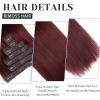 Clip in Hair Extensions Real Human Hair Burgundy Red 18 20 Inch Bundle view 3