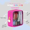 DANCOUR Clear Mini Makeup Bag for Purse Small Cosmetic Pouch Travel Case Transparent Toiletry Organizer Portable Clear Pouch Hot Pink view 3