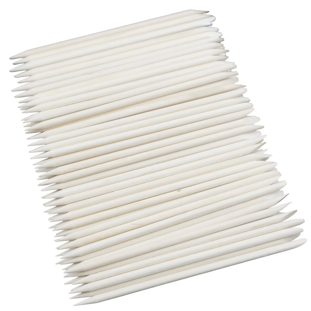 100-Count Double-Ended Nail Art Sticks - Natural Wood Cuticle Pusher & Nail Cleaner for Manicure & Pedicure
