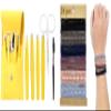 6 PCS Eyebrow Tweezers Set with PU Case and 24 pcs Boho Chic Bracelet Hair Ties Set view 1