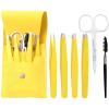 6 PCS Eyebrow Tweezers Set with PU Case and 24 pcs Boho Chic Bracelet Hair Ties Set view 2