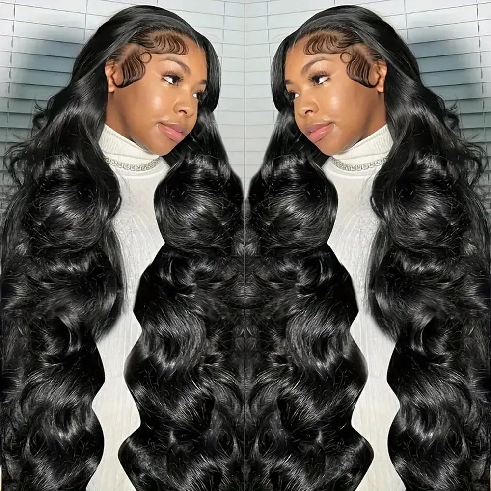 13x6 HD Frontal Wig 250 Density HD Lace Front Wigs Human Hair Pre Plucked with Baby Hair Brazilian Virgin Hair Glueless Body Wave Wig 18 Inch Transparent Lace Front Wigs Human Hair Natural Black