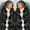 13x6 HD Frontal Wig 250 Density HD Lace Front Wigs Human Hair Pre Plucked with Baby Hair Brazilian Virgin Hair Glueless Body Wave Wig 18 Inch Transparent Lace Front Wigs Human Hair Natural Black view 1