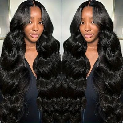 13x6 HD Frontal Wig 250 Density HD Lace Front Wigs Human Hair Pre Plucked with Baby Hair Brazilian Virgin Hair Glueless Body Wave Wig 20 Inch Transparent Lace Front Wigs Human Hair Natural Black