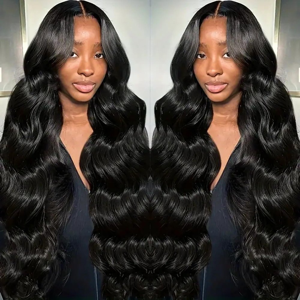 13x6 HD Frontal Wig 250 Density HD Lace Front Wigs Human Hair Pre Plucked with Baby Hair Brazilian Virgin Hair Glueless Body Wave Wig 20 Inch Transparent Lace Front Wigs Human Hair Natural Black