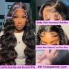 13x6 HD Frontal Wig 250 Density HD Lace Front Wigs Human Hair Pre Plucked with Baby Hair Brazilian Virgin Hair Glueless Body Wave Wig 20 Inch Transparent Lace Front Wigs Human Hair Natural Black view 2