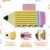 Ecuupas Pencil Bow Hair Claw Clips Back To School Hair Clips Funny Teacher Hair Clips Cute Hair Jaw Barrettes Yellow Pencil Claw Clip Students Hair Accessories for Children Girl Women (Yellow) view 3