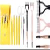 6 PCS Eyebrow Tweezers Set with PU Case and2-Pack Eyelash Separator Comb with adjustable brush view 1