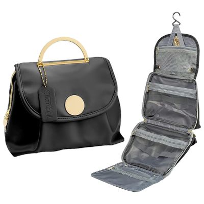 Aewob Hanging Travel Toiletry Bag Portable Water Resistant Makeup Cosmetic Bag Organizer for Travel Essentials Large Capacity for Women - Black