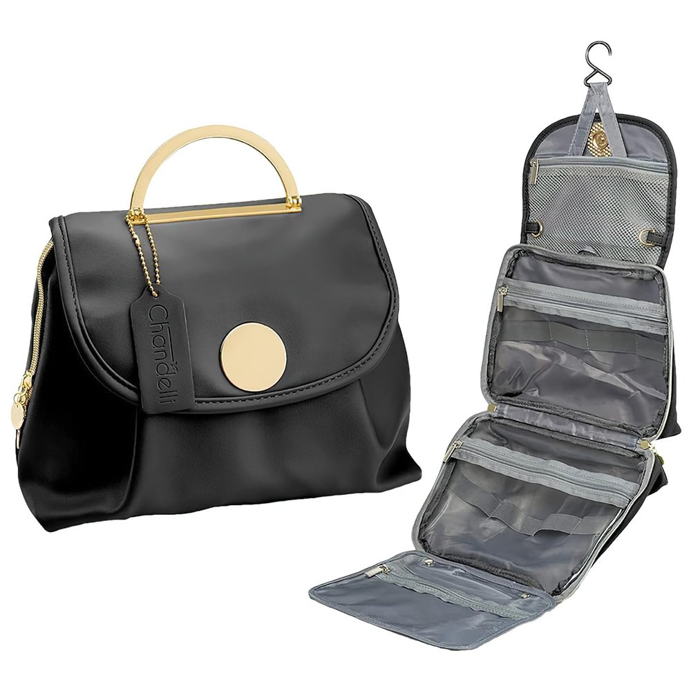 Aewob Hanging Travel Toiletry Bag Portable Water Resistant Makeup Cosmetic Bag Organizer for Travel Essentials Large Capacity for Women - Black