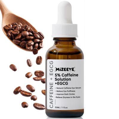 MIZEEYE Caffeine Solution 5% + EGCG For Dark Circles & Puffiness, 30ML Anti Aging Under Eye Serum For Eye Bags, Fine Lines, Moisturizing Caffeine Solution.