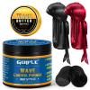 360 Wave Pomade Strong Hold 360 Training Hair Cream, Wave Greasy Wave Butter for Men Pocket Palm Brush Curved Wave Brush Silky Durags for Men Extra Long Tails Wave Brush Wave Cap Set view 1