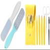 2 Pcs Double Sided Multidirectional Nickel Foot File Callus Remover Heel Scraper Foot Scrub Care Tool and 6 PCS Eyebrow Tweezers Set with PU Case view 1