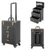 BANEBONE Rolling Makeup Train Case | 3-Tier Professional Cosmetic Organizer | 14.2"x9"x19.3" with Telescopic Handle & Lockable Wheels, for Traveling Artists, Large Capacity Storage view 1