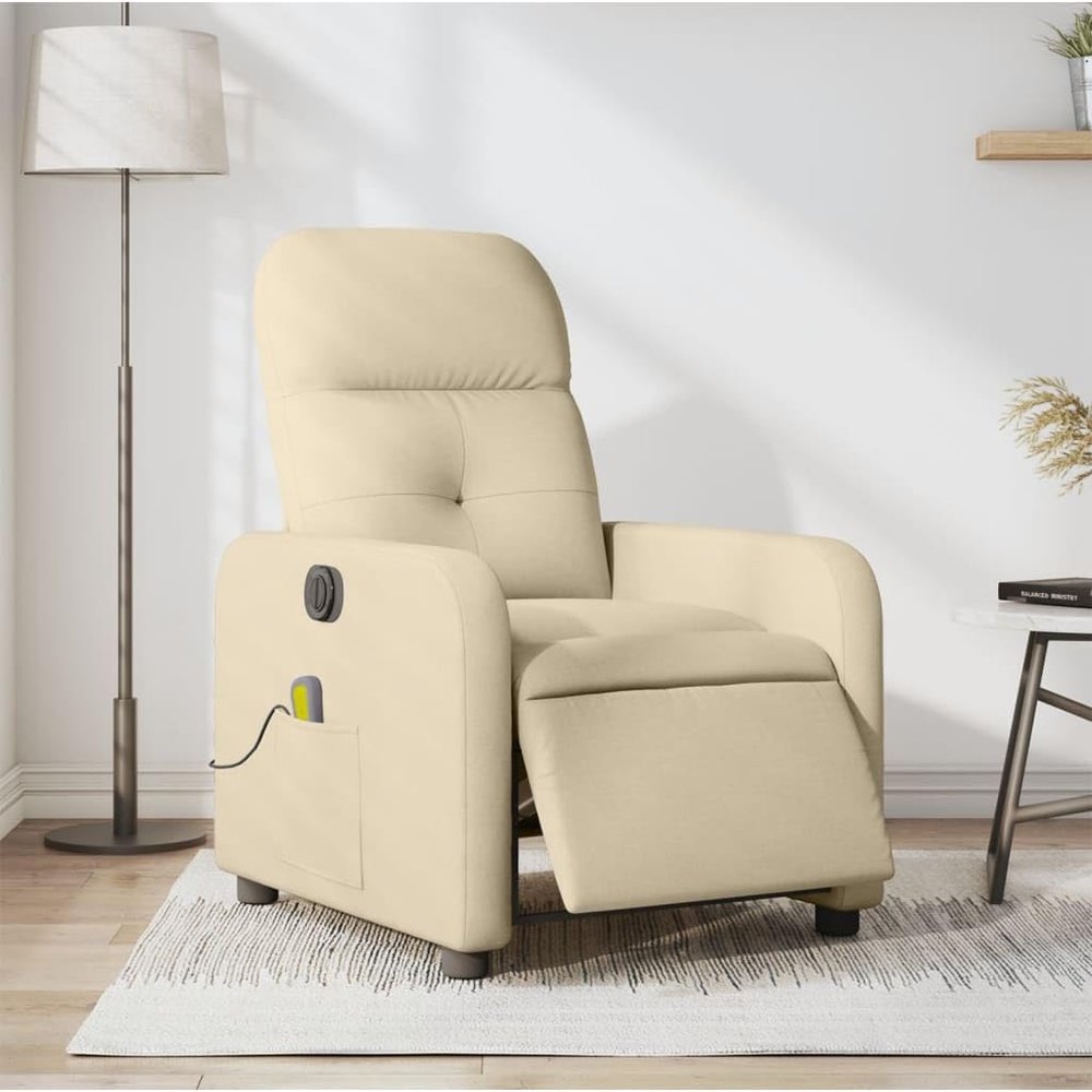 SKM Electric Massage Recliner Chair Cream Fabric (Weight-44KG)